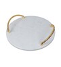 Marble Tray Round with Gold Finish & Metal Handle