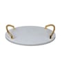 Marble Tray Round with Gold Finish & Metal Handle