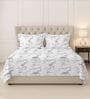 Marble White Printed 400 TC Cotton Super King Sized Bedsheet with 2 Pillow Covers