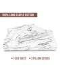 Marble White Printed 400 TC Cotton Super King Sized Bedsheet with 2 Pillow Covers