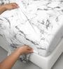 Marble White Printed 400 TC Cotton Super King Sized Bedsheet with 2 Pillow Covers