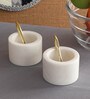 60 ML Marble Condiment Jars in White Set of 2