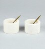 60 ML Marble Condiment Jars in White Set of 2