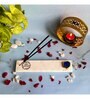 Marble with Blue Agate Gayatri Mantra Incense Stick Holder