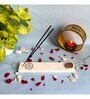 Marble with Rose Quartz Gayatri Mantra Incense Stick Holder