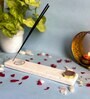 Marble with Rose Quartz Gayatri Mantra Incense Stick Holder