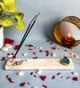 Marble with Turquoise Agate Ik Onkar Ik Onkar Incense Stick Holder