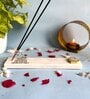Marble with White Agate Namokar Mantra Incense Stick Holder