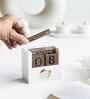 White Marble Wood Table Clock With Calendar