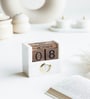 White Marble Wood Table Clock With Calendar