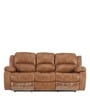 Marco Leatherette Manual 3 Seater Recliner In Tan Colour