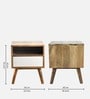 Marco Solid Wood Bedside Table in White & Brown Colour With Drawer