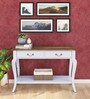 Marcus Solid Wood Console Table in White & Natural Finish