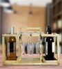 Mareita Table Top Wine Rack Rack with Glass Holder & Handle in Natural Finish