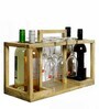 Mareita Table Top Wine Rack Rack with Glass Holder & Handle in Natural Finish