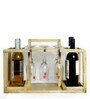 Mareita Table Top Wine Rack Rack with Glass Holder & Handle in Natural Finish