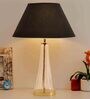 Margate Cone Clear and Brass Black Cottan Fabric Shade Table Lamp with Transparent Base