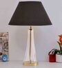Margate Cone Clear and Brass Black Cottan Fabric Shade Table Lamp with Transparent Base