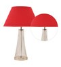 Margate Cone Clear and Nickel Maroon Cottan Fabric Shade Table Lamp with Transparent Base