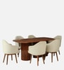 Mariager Acacia Wood 6 Seater Dining Set with Revolving Chair In Natural Finish