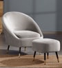 Mariana Velvet Lounge Chair In Ash Grey Color With Foot Stool