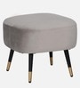 Mariana Velvet Lounge Chair In Ash Grey Color With Foot Stool
