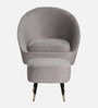 Mariana Velvet Lounge Chair In Ash Grey Color With Foot Stool