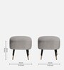 Mariana Velvet Lounge Chair In Ash Grey Color With Foot Stool