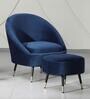 Mariana Velvet Lounge Chair in Opal Blue Colour with Foot Stool