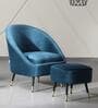 Mariana Velvet Lounge Chair In Teal Color With Foot Stool