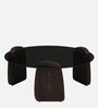 Mariano Mango Wood Coffee Table In Wirebrush Walnut Finish With Black Tinted Glass Top