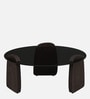 Mariano Mango Wood Coffee Table In Wirebrush Walnut Finish With Black Tinted Glass Top