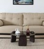 Mariano Mango Wood Coffee Table In Wirebrush Walnut Finish With Black Tinted Glass Top