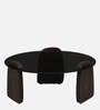 Mariano Mango Wood Coffee Table In Wirebrush Walnut Finish With Black Tinted Glass Top