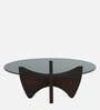 Mariano Mango Wood Coffee Table In Wirebrush Walnut Finish With Glass Top