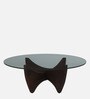 Mariano Mango Wood Coffee Table In Wirebrush Walnut Finish With Glass Top