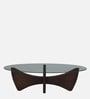 Mariano Mango Wood Large Coffee Table In Wirebrush Walnut Finish With Glass Top