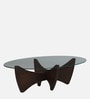 Mariano Mango Wood Large Coffee Table In Wirebrush Walnut Finish With Glass Top