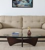 Mariano Mango Wood Large Coffee Table In Wirebrush Walnut Finish With Glass Top