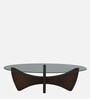 Mariano Mango Wood Large Coffee Table In Wirebrush Walnut Finish With Glass Top