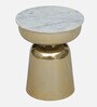 Mariano Metallic End Table In Gold Electroplating Finish With White Marble Top
