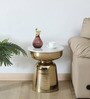 Mariano Metallic End Table In Gold Electroplating Finish With White Marble Top