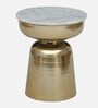 Mariano Metallic End Table In Gold Electroplating Finish With White Marble Top