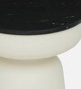 Mariano Metallic End Table In Off White Finish With Black Marble Top