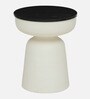Mariano Metallic End Table In Off White Finish With Black Marble Top