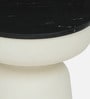Mariano Metallic End Table In Off White Finish With Black Marble Top
