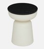 Mariano Metallic End Table In Off White Finish With Black Marble Top