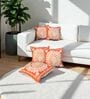 Orange Striped Cotton Embroidered 18x18 inches Cushion Covers Set of 5