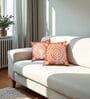 Orange Cotton Embroidered 18x18 inches Cushion Covers Set of 2