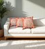 Orange Cotton Embroidered 18x18 inches Cushion Covers Set of 3
